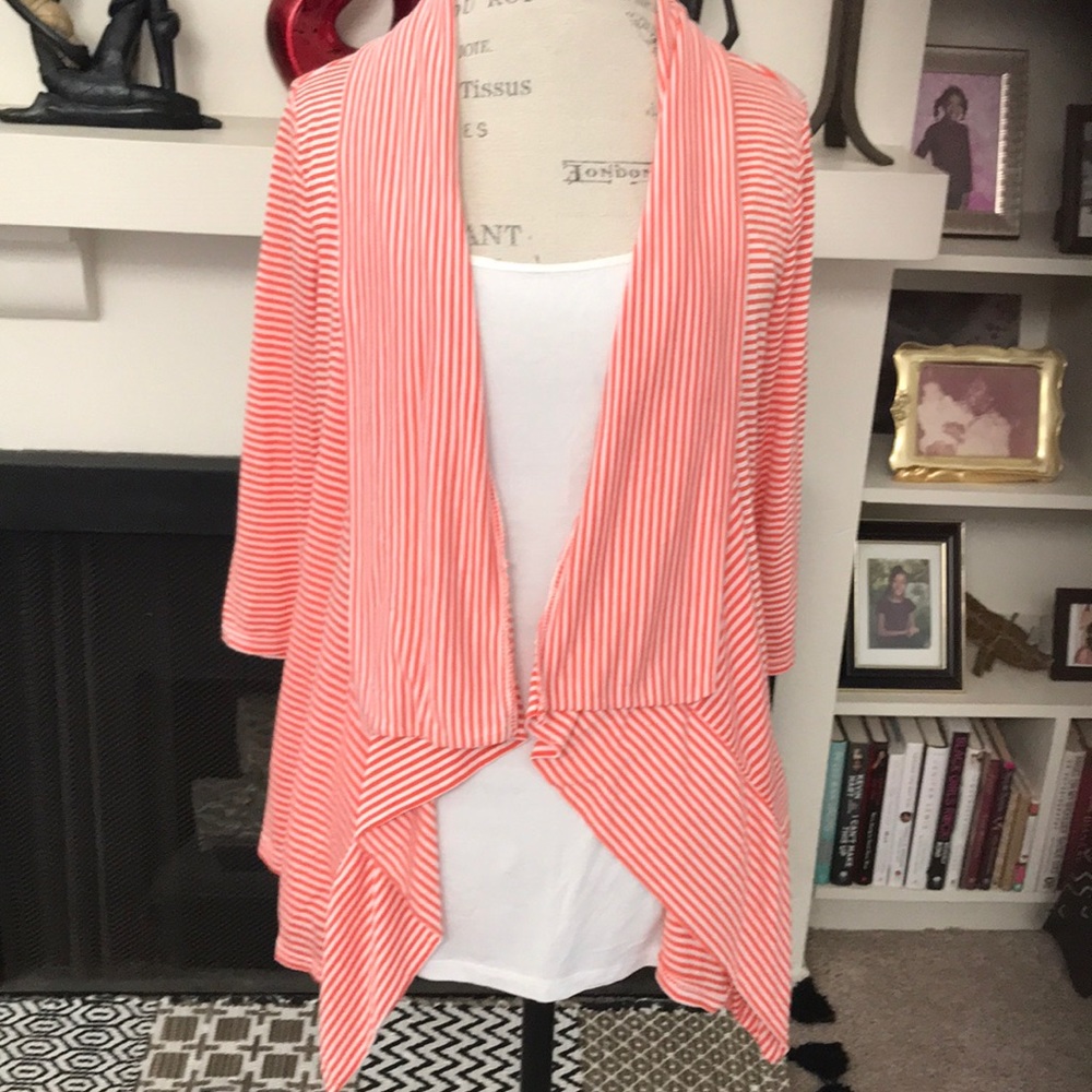 Orange and White Cardigan Set